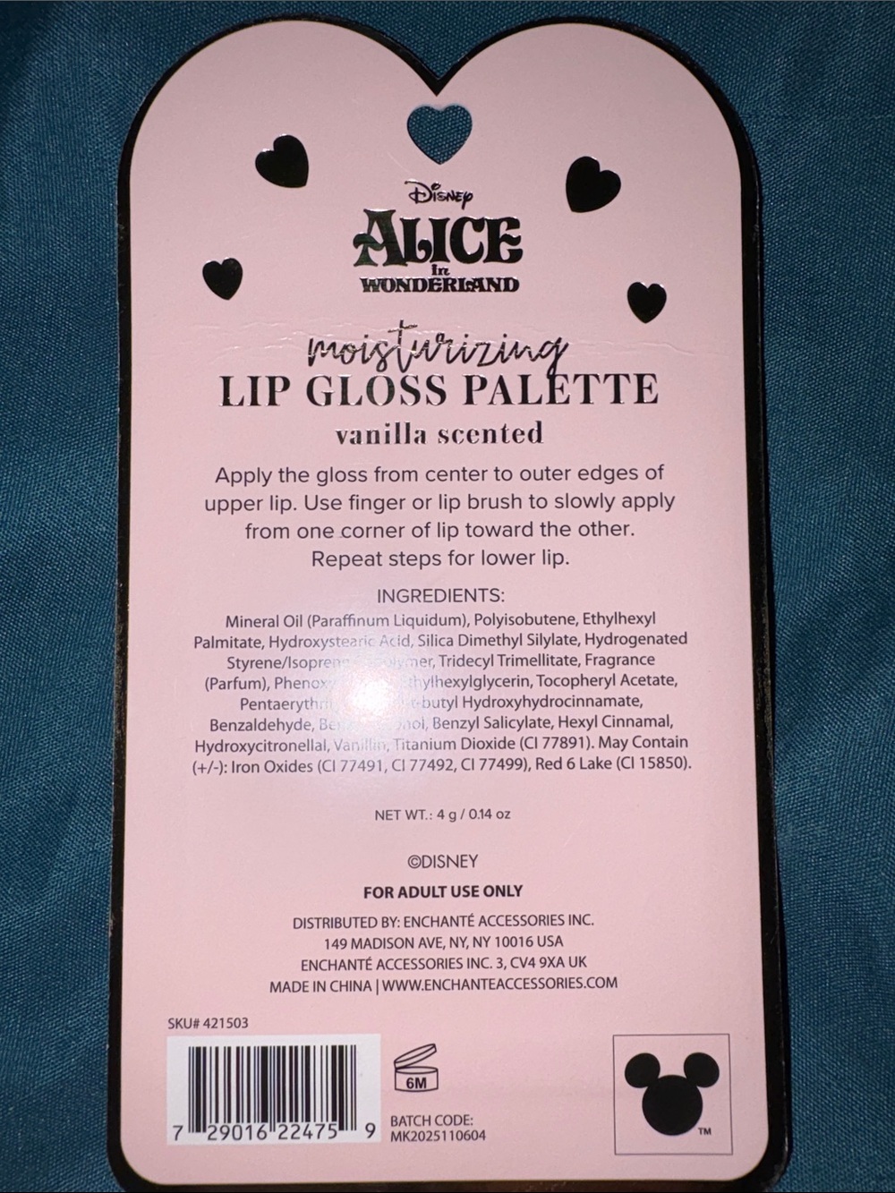 3 - Disney Alice in Wonderland Lip Set - Blue Teapot, Red Heart, & Card Deck Com - Picture 5 of 8